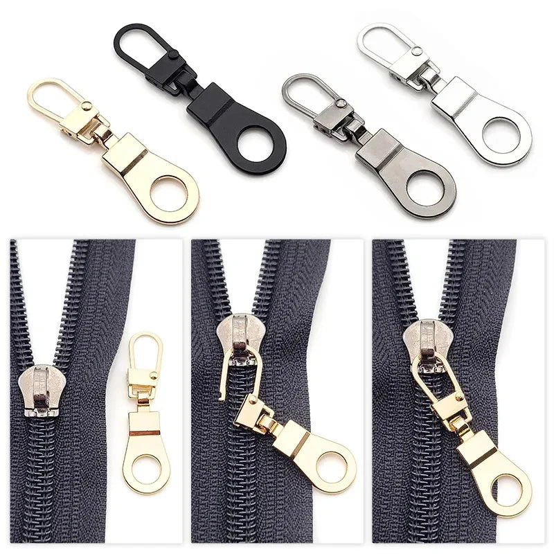 10Pcs Metal Zipper Head Replacement Detachable Zipper Puller Tab Repair Kit for Luggage Suitcase Purses Bags Accessories