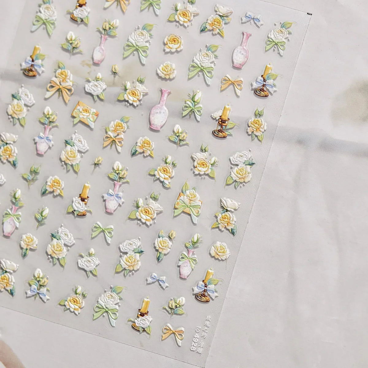 White Flower Petal Cherry Blossom Peach Blossom Falling Petal Floral Gradient 5D Self Adhesive Nail Art Sticker Manicure Decals