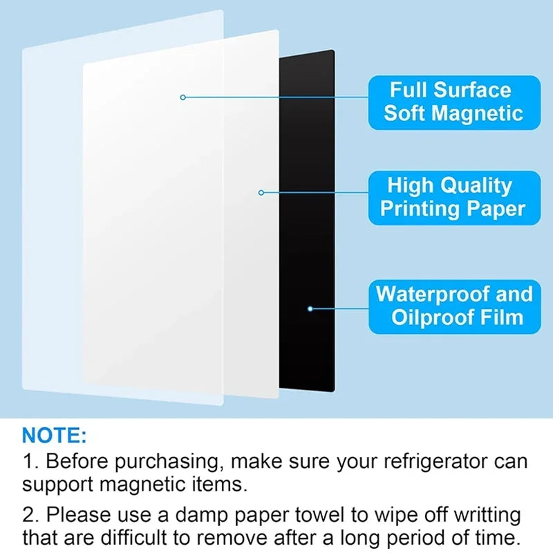 A4 Size Dry Erase White Board for  Fridge Sticker Magnetic  Whiteboard,Portable 11.8"x8.2" Planner for Refrigerator