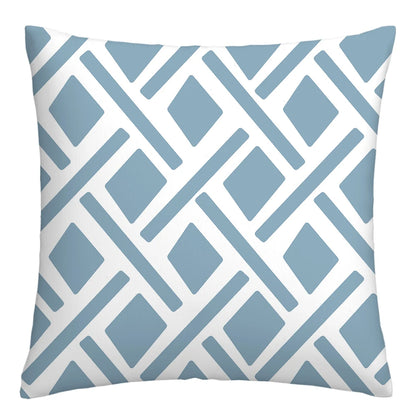 Lake blue white geometric linen pillowcase sofa cushion cover home decoration can be customized for you 40x40 45x45 50x50 60x60