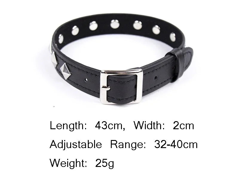 Sexy PU Leather Choker Collar for Women Gothic Punk Spike Heart O-Ring Bell Bondage Slave Neck Strap BDSM Role Play Accessory