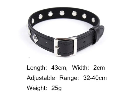 Sexy PU Leather Choker Collar for Women Gothic Punk Spike Heart O-Ring Bell Bondage Slave Neck Strap BDSM Role Play Accessory