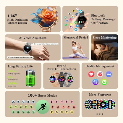 Blackview X30 Smartwatch, 1.26" TFT screen,320mAh,Bluetooth Phone Calling,Sleep Monitoring,Sport watch,Women's Watches,Fashion