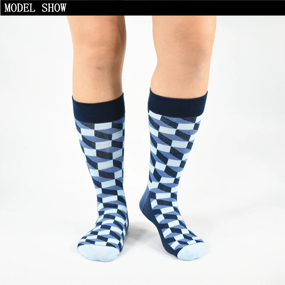 5 Pairs Novelty Men's Cotton Colorful Pattern Funny Fashion Happy Crew Dress Socks
