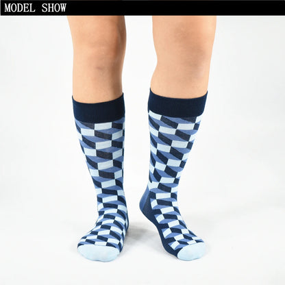 5 Pairs Novelty Men's Cotton Colorful Pattern Funny Fashion Happy Crew Dress Socks