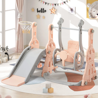Rosahqnda 4-in-1 Children slide Indoor & Outdoor Outdoor Outdoor Playground for Toddlers Swing 1-6 Years