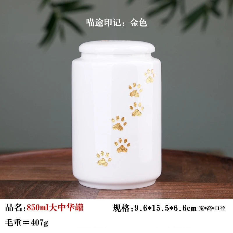 Ceramic Can urns for puppy ashes Sealed and moisture-proof pet souvenir animal funeral urn portable pet memorials and gifts