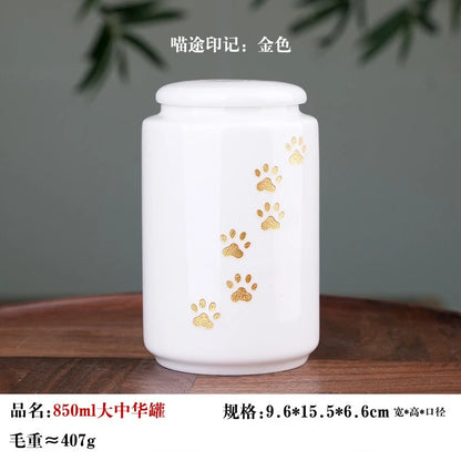 Ceramic Can urns for puppy ashes Sealed and moisture-proof pet souvenir animal funeral urn portable pet memorials and gifts