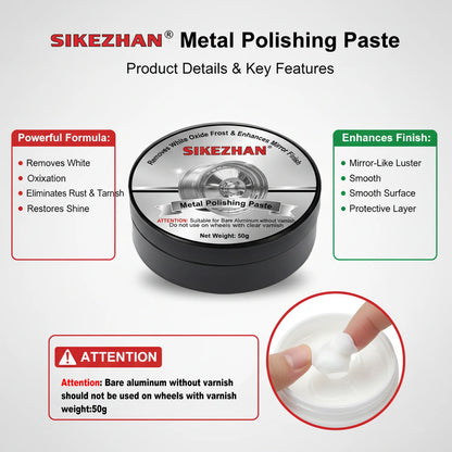 Professional Aluminum Alloy Polishing Compound Paste for Car Wheels Rims Engine Case Metal Polish Cream Oxidation Remover Shine
