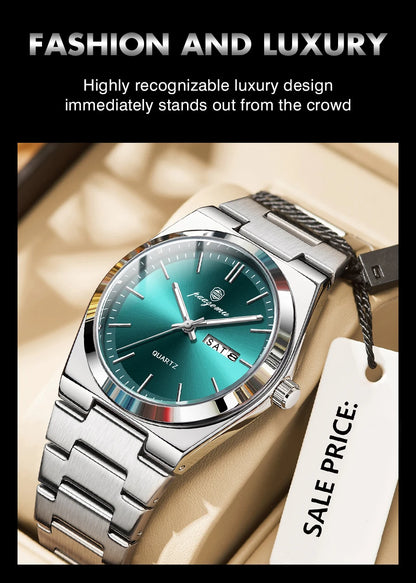 PAAZOMU Fashion Men's Quartz Watch Stainless Steel Waterproof Luminous Man Watch Chronograph Date Multifunction Watches For Men