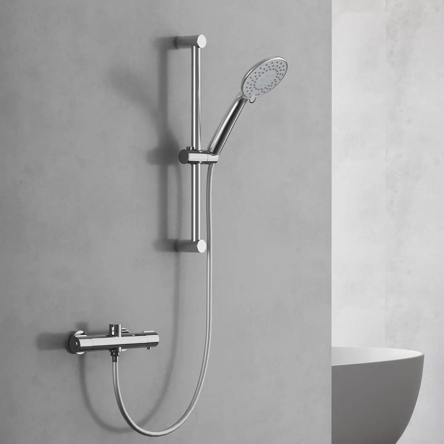 Bathroom Shower Faucet Wall-mounted Bathtub Mixer Taps Thermostatic Bath Tub Showers System Set with 3 Modes Rain Handheld