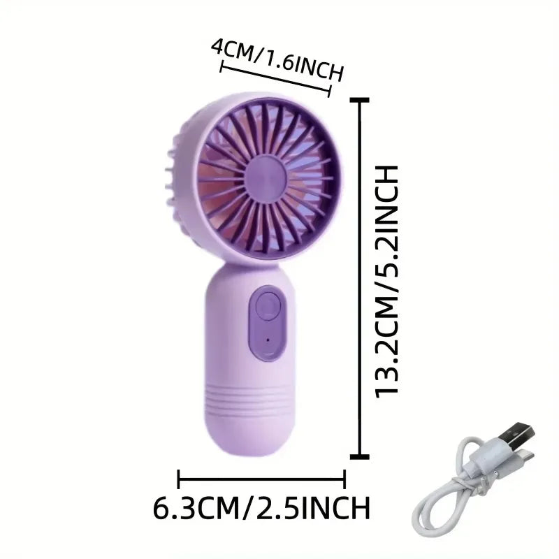 Mini Handheld Fan 3-Speed Strong Wind USB Rechargeable Long Lasting Portable Desk Fan For Students Office Outdoor Travel Camping