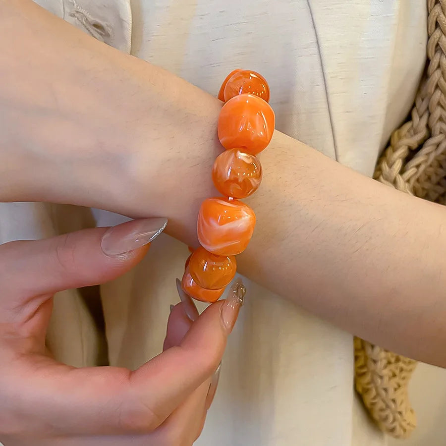 Acrylic Irregular Square Round Beaded Bracelet for Women European and American Simple Bracelet Korean Fashion Hand Accessories