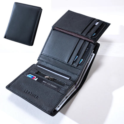 Mens Wallet Genuine Leather RFID Blocking Vintage Vertical Short Credit Card Holder Coin Purse Money Bag Slim Travel Gift