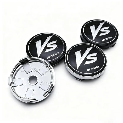 4pcs JDM VS W Work Logo Emblem Badge Car Wheel Center Caps 60MM Clips 56MM Rim Hubcaps Dust Cover Wheels Hub Cap Car Accessories