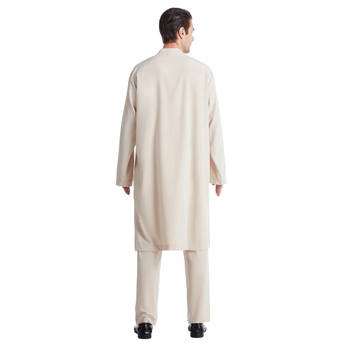 Muslim Men Jubba Thobe 2 Pice Set Top with Pant Mens Abaya Long Islamic Eid 2025 Ramadan Long Robe Saudi Wear Caftan Dubai Arab
