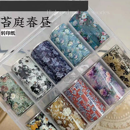 10Rolls Lacce Flower  Nail Foils Transfer Paper  Nail Art Stickers  Manicure Set Decal  Nails Decoration