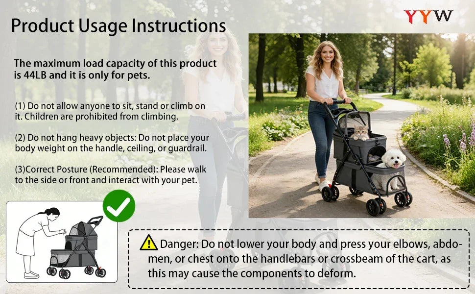 Dual‑Layer Pet Stroller Foldable Travel Dog Cat Cart Breathable Mesh Wagon with Cup Holder Storage Bag for Small Animals