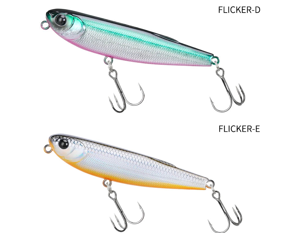 TSURINOYA FLICKER 70F Surface Fishing Lure Z Dog Floating Pencil 70mm 8.4g Chatter Artificial Hard Baits Trout Bass Pike Plug