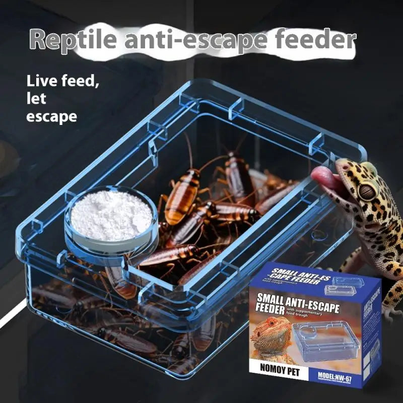 【E】Pet Reptile Lizard Turtle Transparent Feeder Anti-escape Food Bowl Worm Live Container Reptile Pet Bowls Feeder Pet Supplies