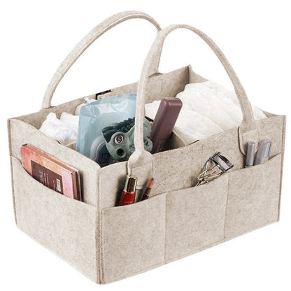 Baby Diaper Caddy Organizer for Changing Table, Nursery Storage Bin Basket with Handle, Felt Diaper Organizer Suitable for Indo