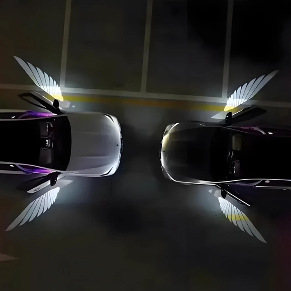 2Pcs Car Angel Wings Wireless Car Door Welcome Decorative Light Courtesy Shadow Projector Lamp LED HD Logo Light Car Accessories