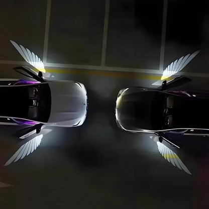 2Pcs Car Angel Wings Wireless Car Door Welcome Decorative Light Courtesy Shadow Projector Lamp LED HD Logo Light Car Accessories