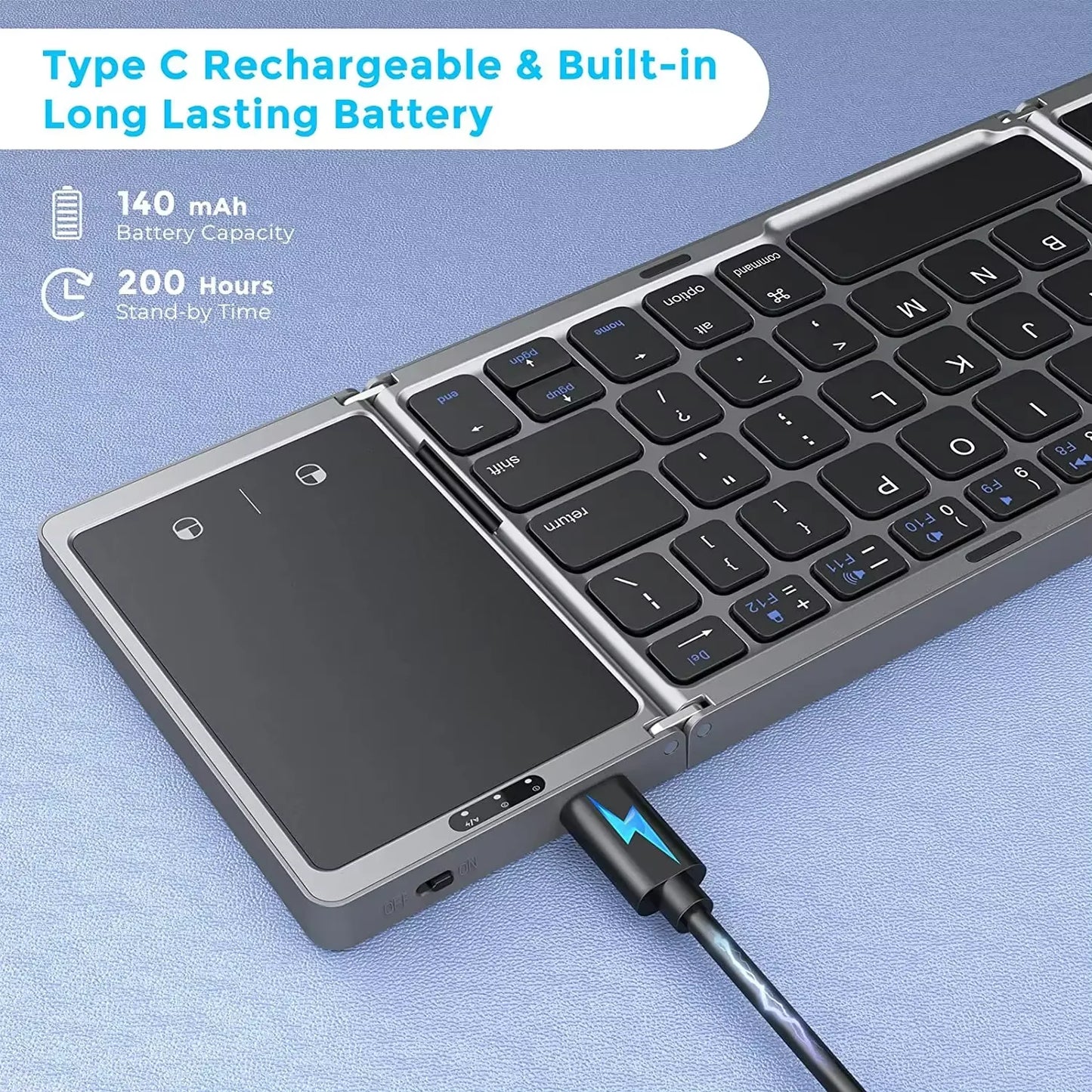 Mini Keyboard Wireless Folding Keyboard Bluetooth Foldable Keyboard With Touchpad for Windows Android iPad Phone PC Rechargeable