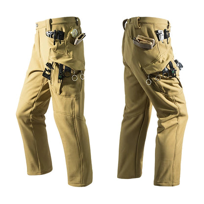 Men's City Cargo Autumn Winter Fleece Softshell Hiking Pants Fishing Climbing Trekking Casual Hunting Camping Trousers M-5XL