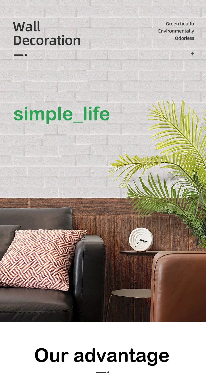 Self Adhesive PVC Waterproof Wallpaper For Home Decoration Peel and Stick 3D Foam Faux Brick Pattern Wall Stickers 70cmx2m