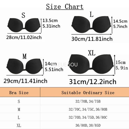 Multiway Backless Bra Push Up - Invisible Bralette with Removable Transparent Straps for Bridal, Evening Wear, Sexy Lingerie