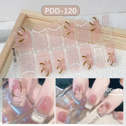 1PC Gel Nail Sticker Patch Slider Flower Gradient Color Back Glue Full Cover Waterproof Gel Nail Sticker UV Lamp Curing Manicur