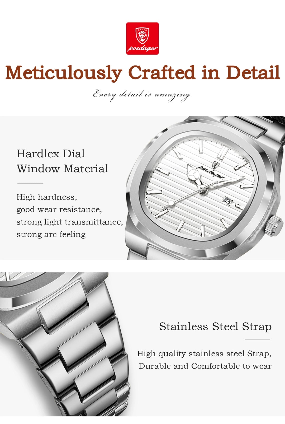 POEDAGAR Top Exquisite Women's Wristwatch Waterproof Luminous Date Fashion Ladies Watches Stainless Steel Quartz Watch For Woman