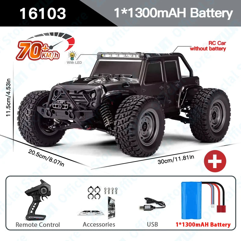 ZWN 1:16 70KM/H Or 50KM/H 4WD RC Car With LED Remote Control Cars High Speed Drift Monster Truck for Kids vs Wltoys 144001 Toys