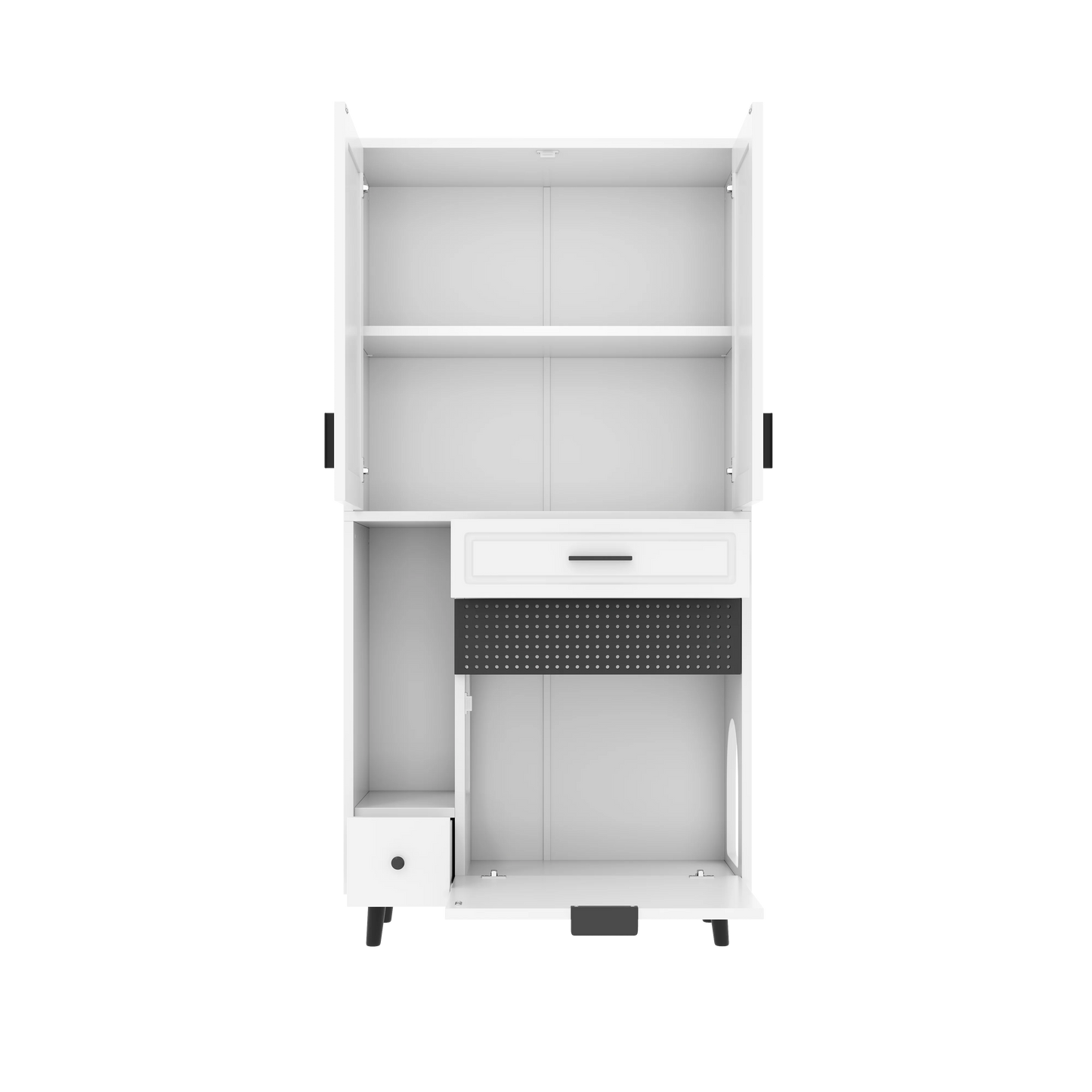 Multifunctional Cat Storage Cabinet with Stable Construction, Adjustable Shelves, Drawers, and Cat Bed Area – Cozy Activity Space for Cats, Pet Furniture with Arch Openings
