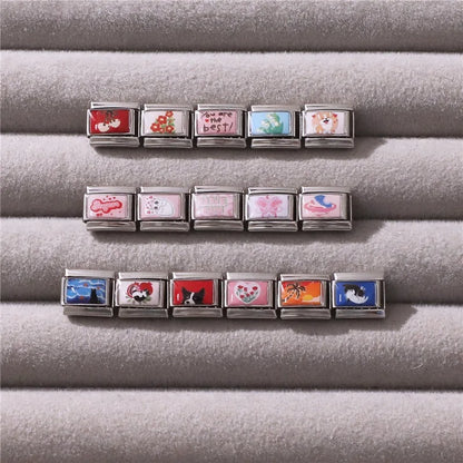 Wholesale Cute Animal Swimming Dogs Cats Sheep Charm Bracelet Fit 9mm Bracelet Stainless Steel Italian Links Making DIY Jewelrys