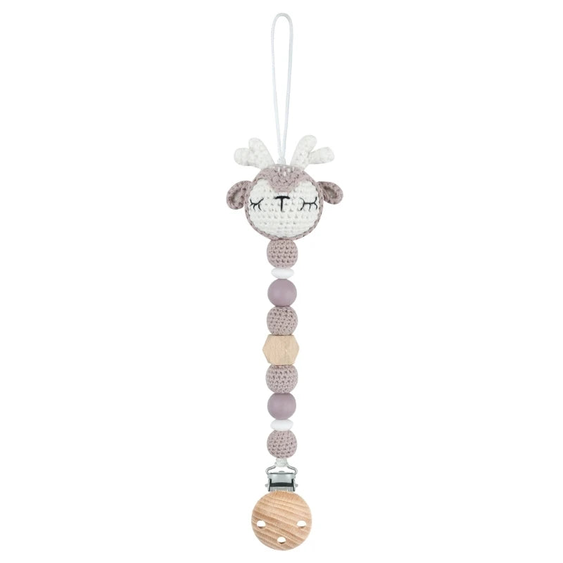 Baby Pacifier Clip Crochet Koalas Handbell Rattle Doll Teether Pacifier Chain Clips Set Dummy Chain Cartoon Teething Toy
