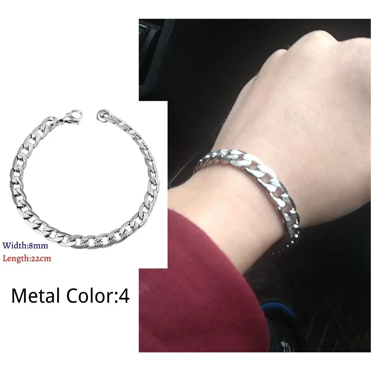 LUXUKISSKIDS Stainless Steel Couple Men/Woman Bracelets Fashion Curb Cuban Link Chains On Hand Rock Bracelet Wrist Jewelry Gifts
