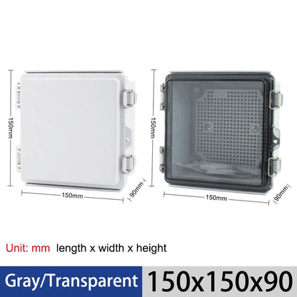 IP67 Waterproof Gray/Transparent Cover Enclosure Juction Box ABS Plastic Outdoor Electronic Instrument Hinge Case