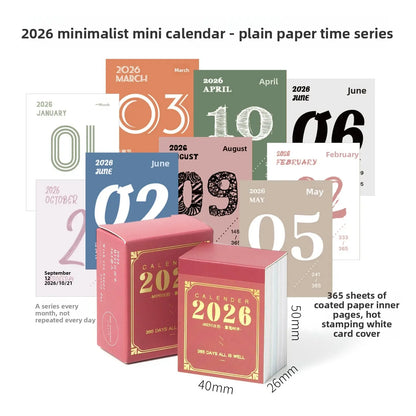 2026 Calendar Thin Waterproof Paper Desk Home Mark Memo Journal Note Keeper Daily Organizer Planner Stationery Advent Calendar