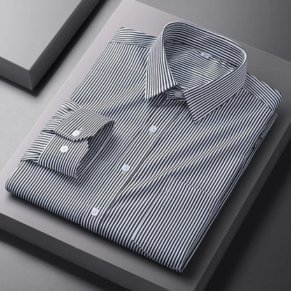 Men Formal Shirt Long Sleeve Office Solid Color Fashion Business Pocket Social Office Blue White Shirts Men's Clothing S-5XL