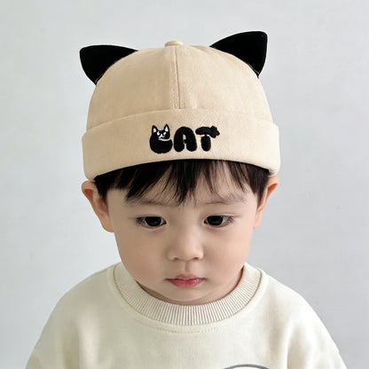 Cute Cat Ear Baby Docker Hat Cartoon Solid Color Toddler Brimless Cap Boy Girl Beanies Summer Cotton Kids Melon Landlord Hats