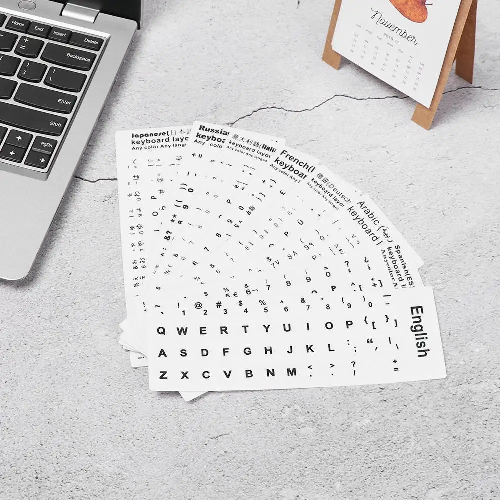 Non-slip Arabic Deutsch Spanish Keyboard Stickers Russian Letter Alphabet Layout English Wear-resistant Keyboard Covers