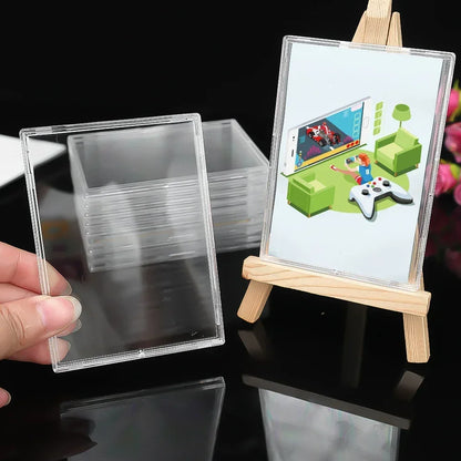 Transparent acrylic card storage clip-type game sports trading card display box K-pop idol photo protective cover non-magnetic