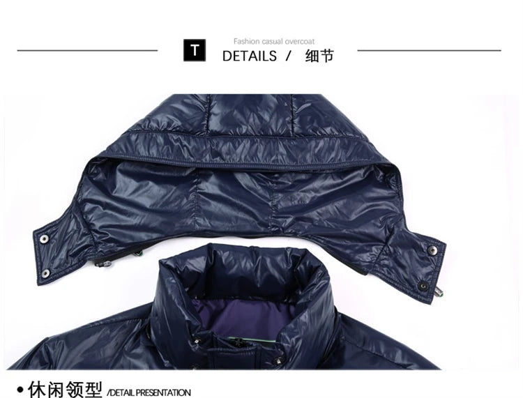 Men's Down Jacket Autumn Winter New Solid Color Thickened Warm Outdoor Travel Hooded Coat Men's White Duck Down padded Clothing