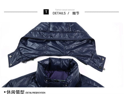 Men's Down Jacket Autumn Winter New Solid Color Thickened Warm Outdoor Travel Hooded Coat Men's White Duck Down padded Clothing