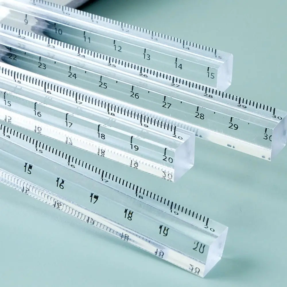 High Quality 15/20/30CM Straight Ruler Transparent Acrylic Cube Ruler Quadrangular Ruler Creative Stationery