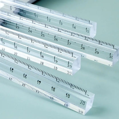 High Quality 15/20/30CM Straight Ruler Transparent Acrylic Cube Ruler Quadrangular Ruler Creative Stationery