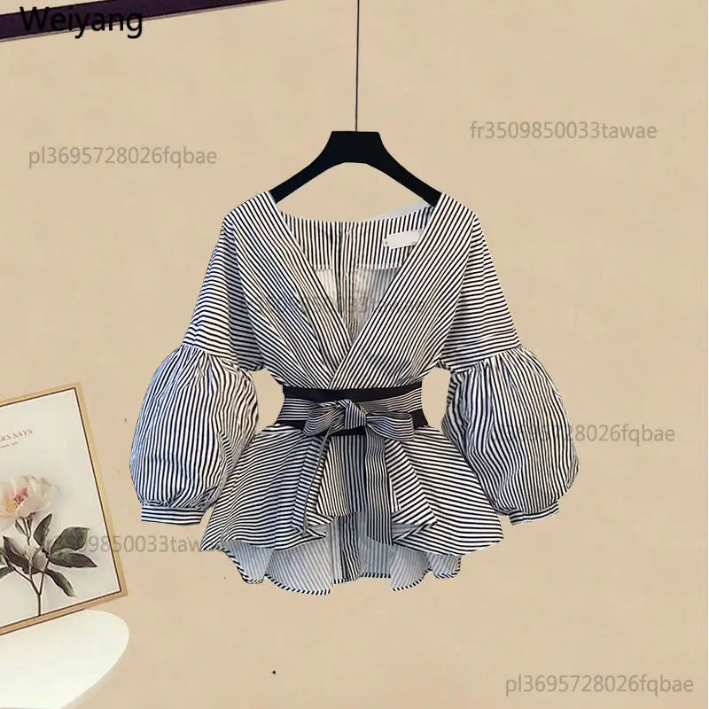 2026 Korean Style Long Sleeve T-shirt Tops High Waist Skirt Two-piece Elegant Women's Skirt Suit Casual Outfits