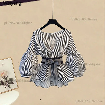 2026 Korean Style Long Sleeve T-shirt Tops High Waist Skirt Two-piece Elegant Women's Skirt Suit Casual Outfits